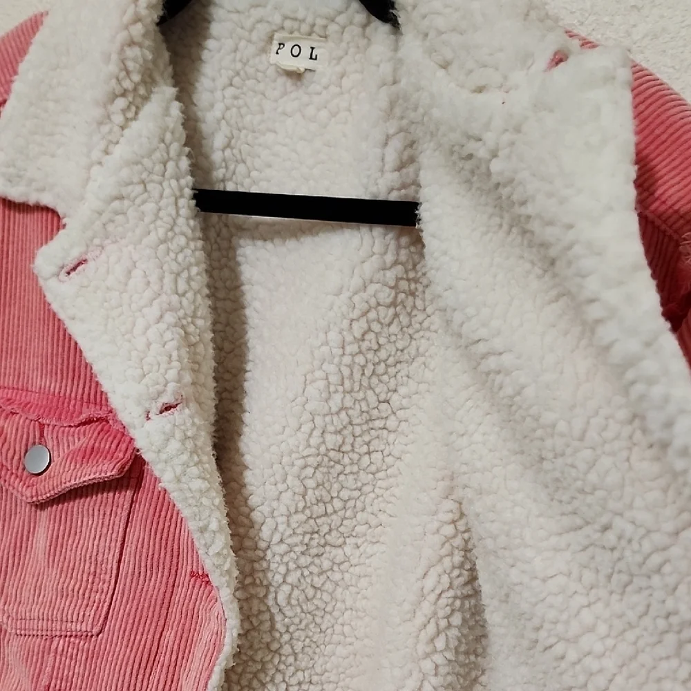 POL Pink and White Teddy Jacket with Sherpa Collar - Picture 5 of 15